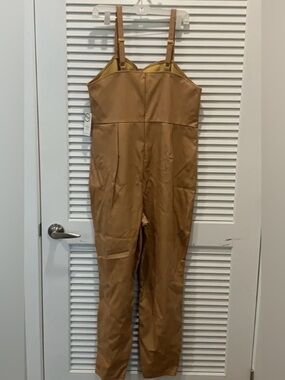 Women’s Camel Utility Jumpsuit with Adjustable Straps